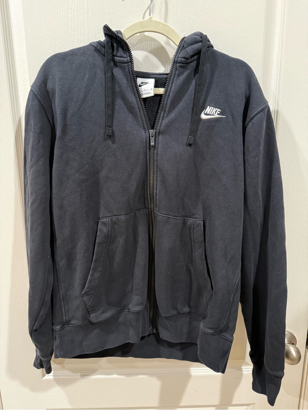 Nike Black Full-Zip Hoodie with White Swoosh